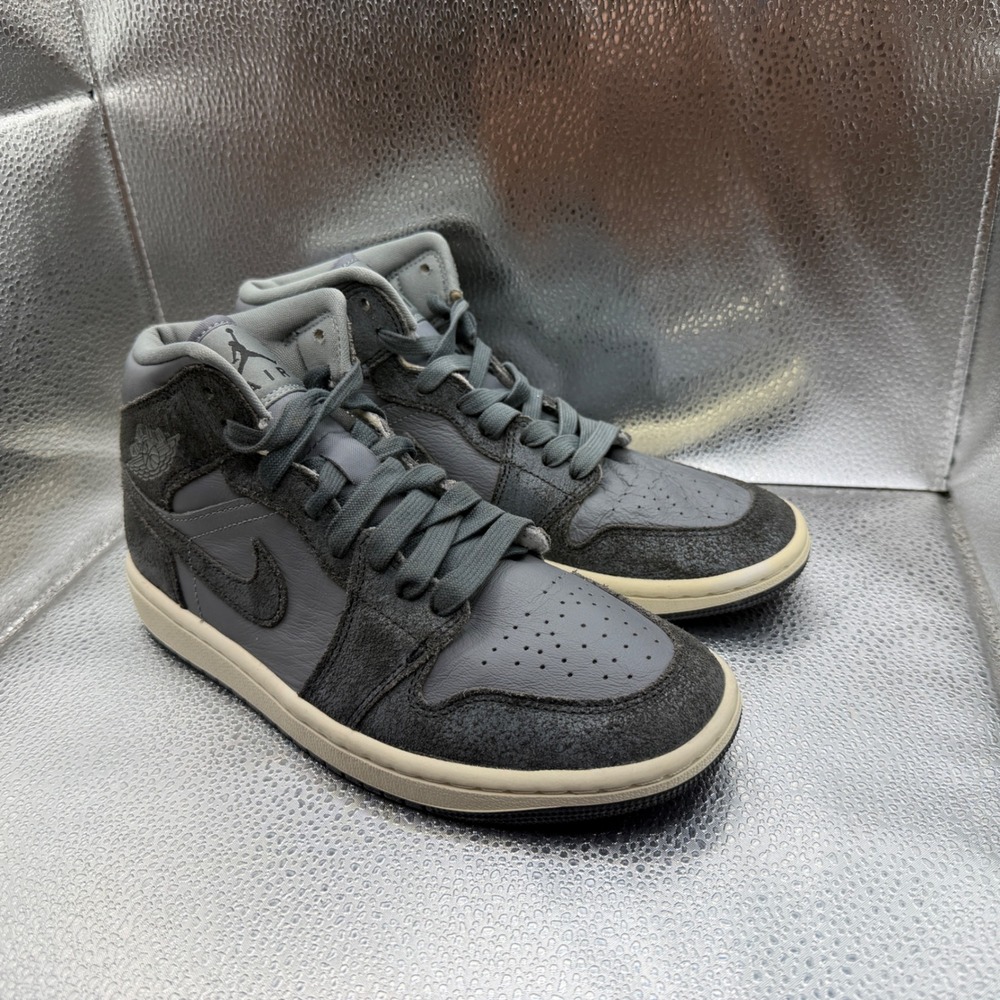 Size 7.5 Air Jordan 1 Mid SE Craft Women Anthracite Grey Excellent FJ3448-001 - Picture 5 of 12